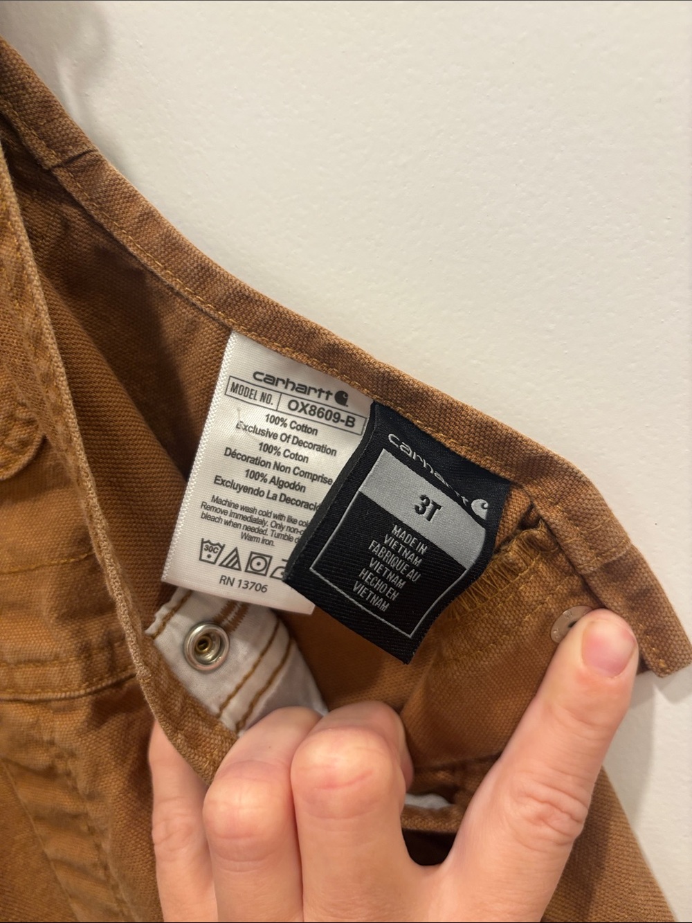 Carhartt Kids Brown Duck Canvas Overalls 3T - Picture 2 of 4